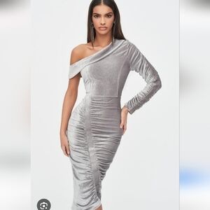 Lavish Alice Metallic Silver One-Shoulder Dress